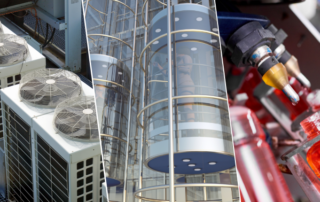 Equipos de climatización, ascensor panorámico y línea de producción industrial automatizada